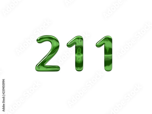 Green Number 211 isolated white background