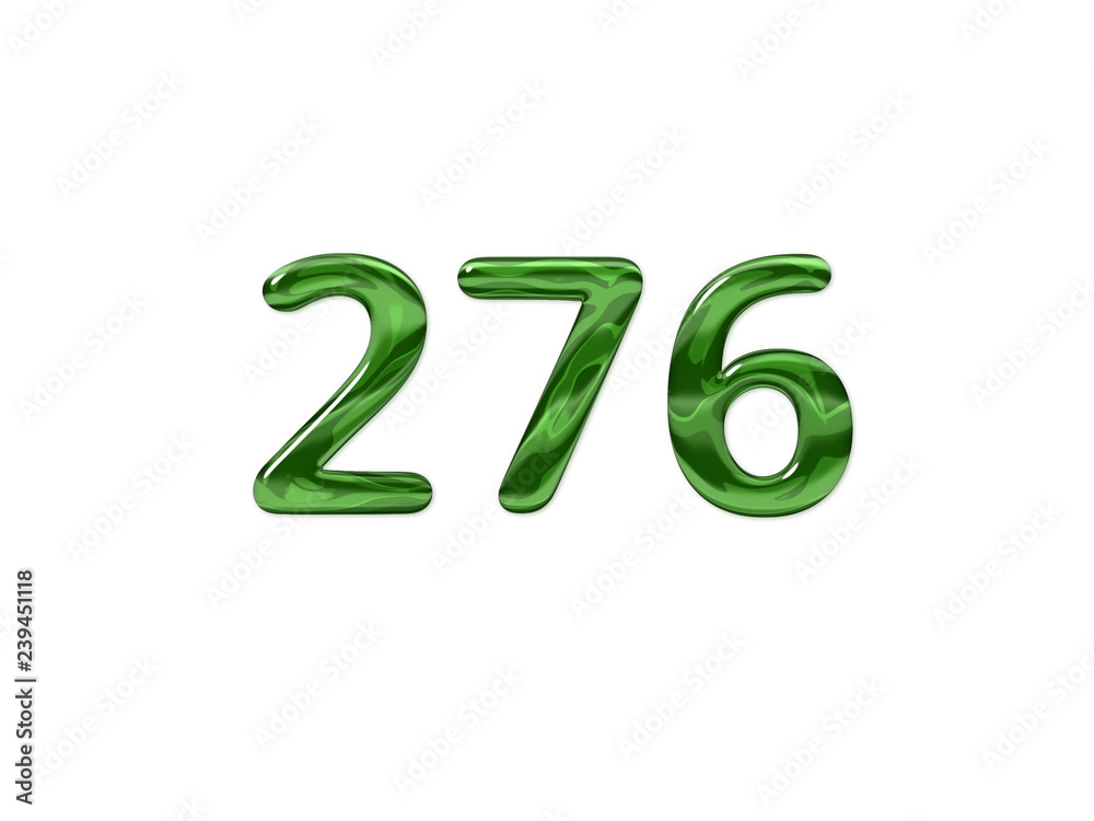 Green Number 276 isolated white background Green Number 276 isolated white background