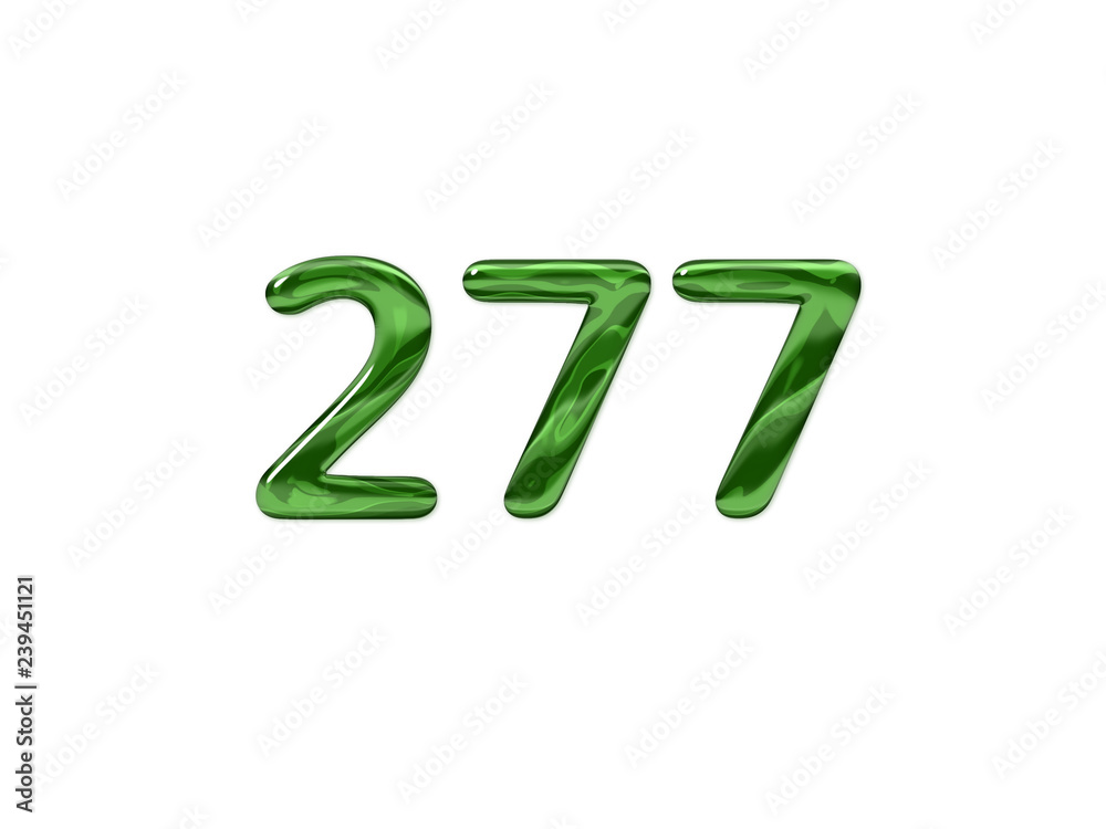 Green Number 277 isolated white background Green Number 277 isolated white background