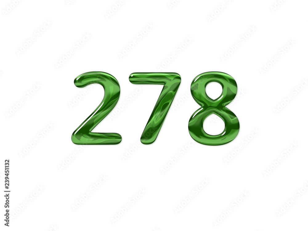 Green Number 278 isolated white background Green Number 278 isolated white background