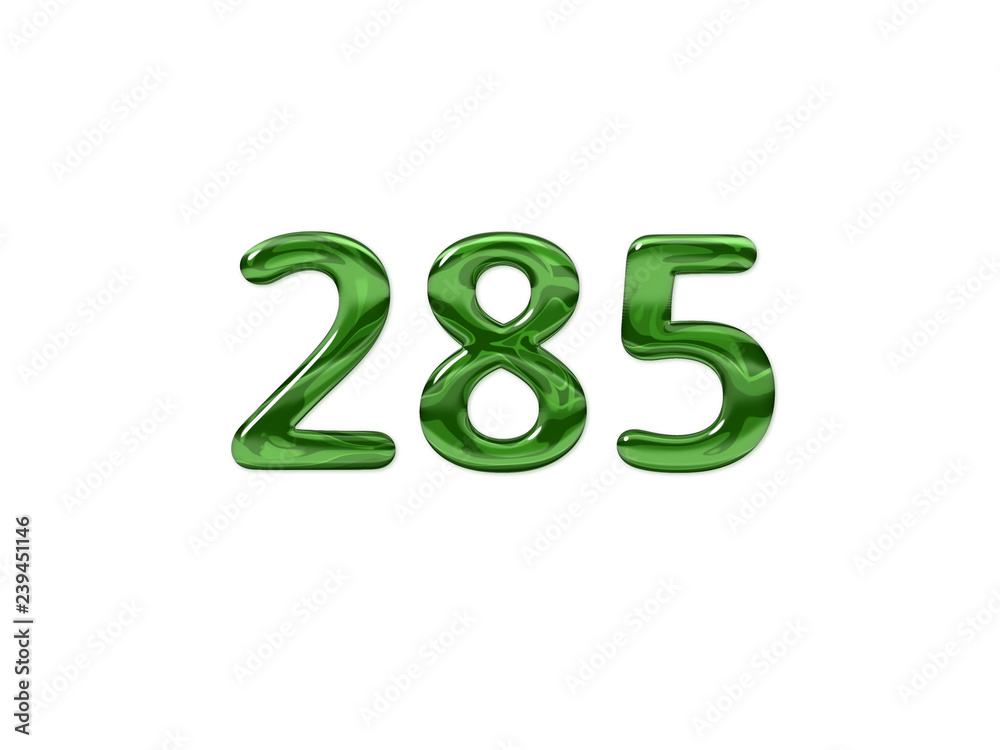 Green Number 285 isolated white background Green Number 285 isolated white background