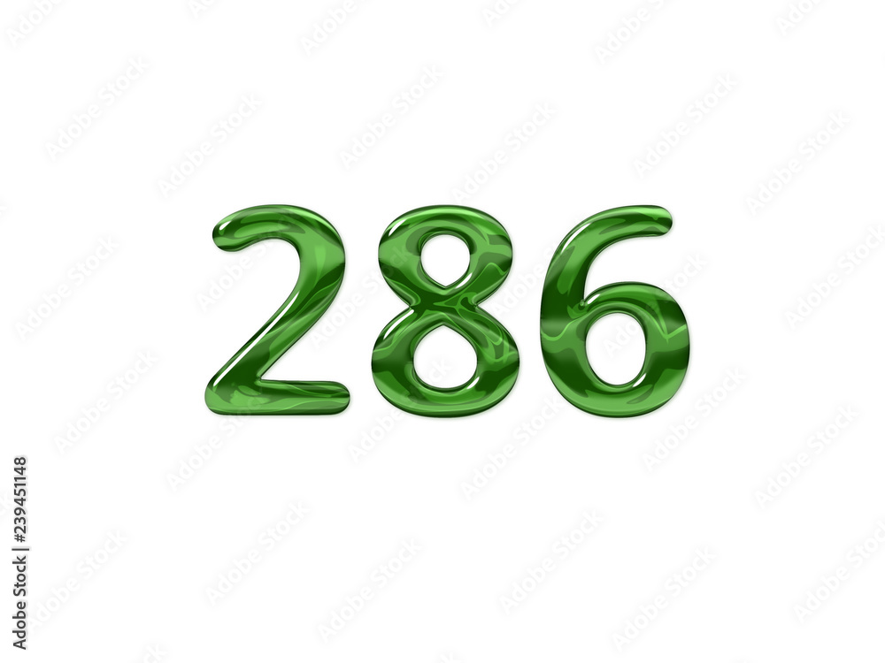Green Number 286 isolated white background Green Number 286 isolated white background