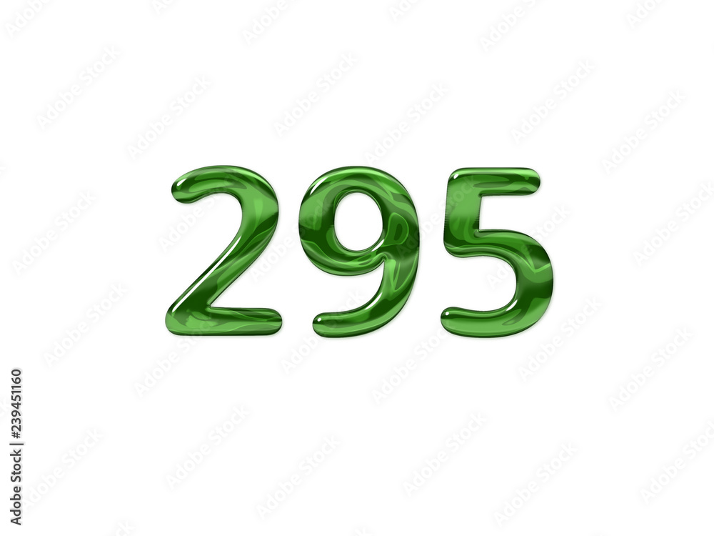 Green Number 295 isolated white background Green Number 295 isolated white background