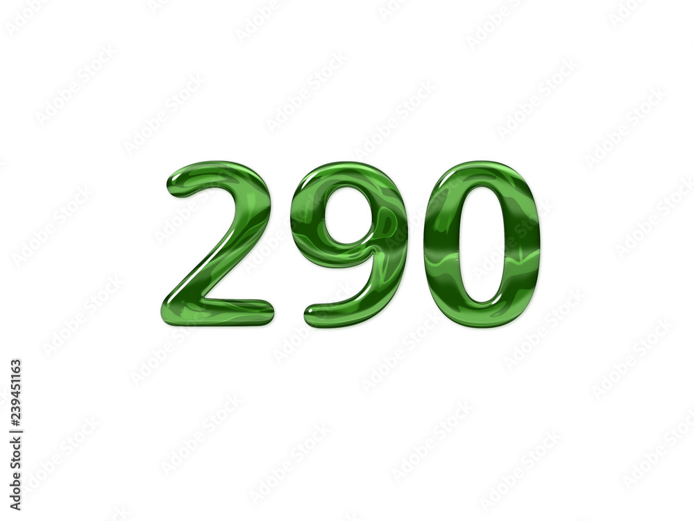 Green Number 290 isolated white background Green Number 290 isolated white background