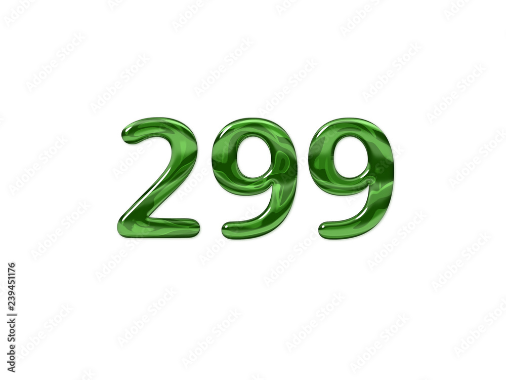 Green Number 299 isolated white background Green Number 299 isolated white background