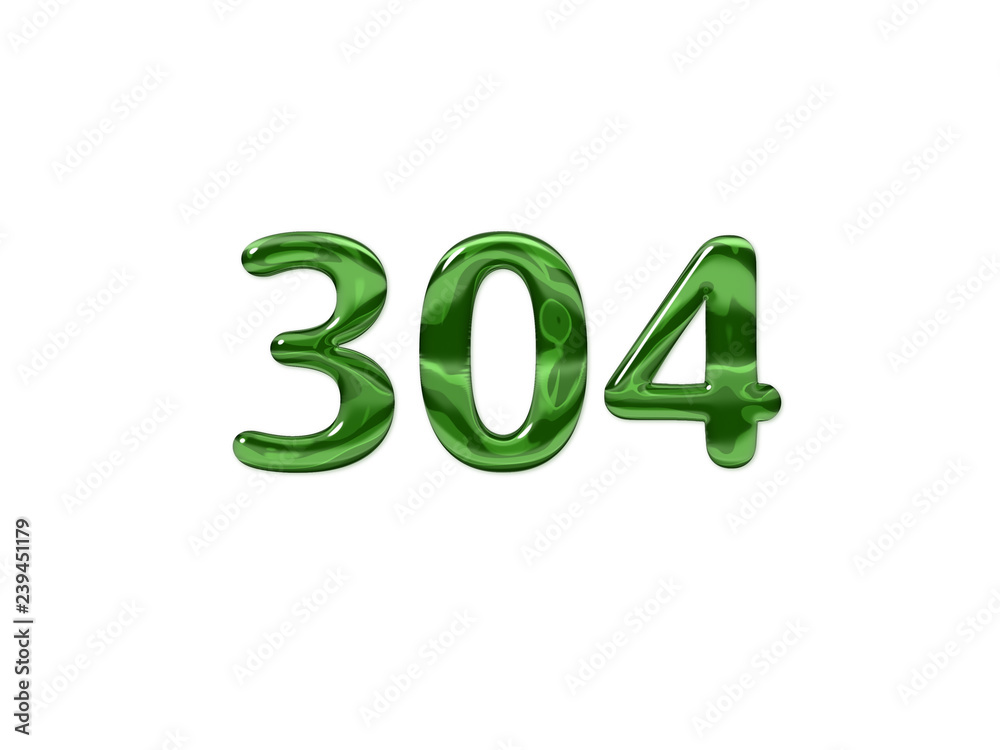 Green Number 304 isolated white background Green Number 304 isolated white background