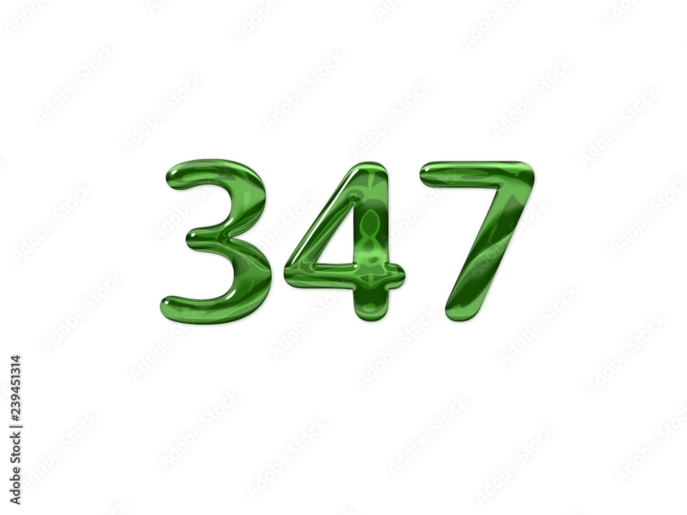 Green Number 347 isolated white background Green Number 347 isolated white background