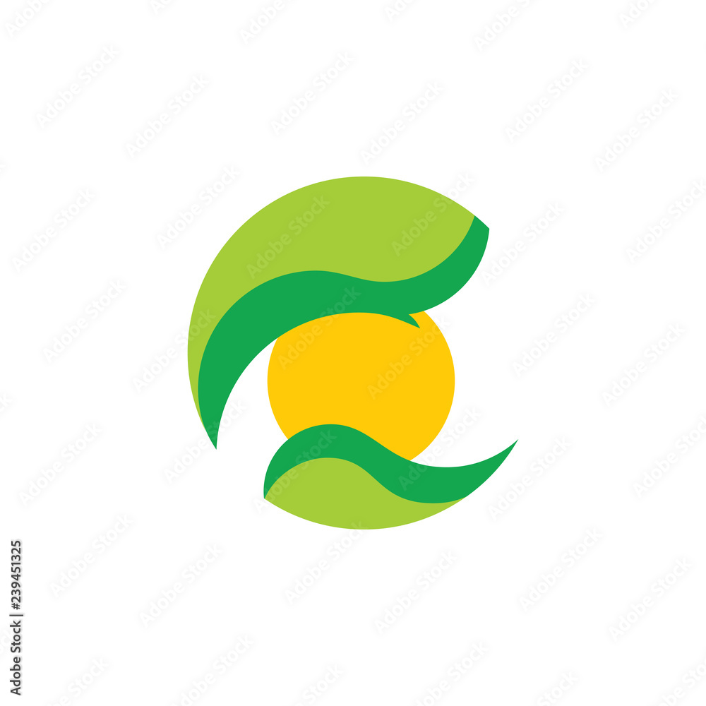 leaf and sun circle geometric natural logo leaf and sun circle geometric natural logo