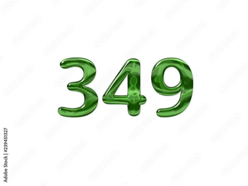Green Number 349 isolated white background Green Number 349 isolated white background