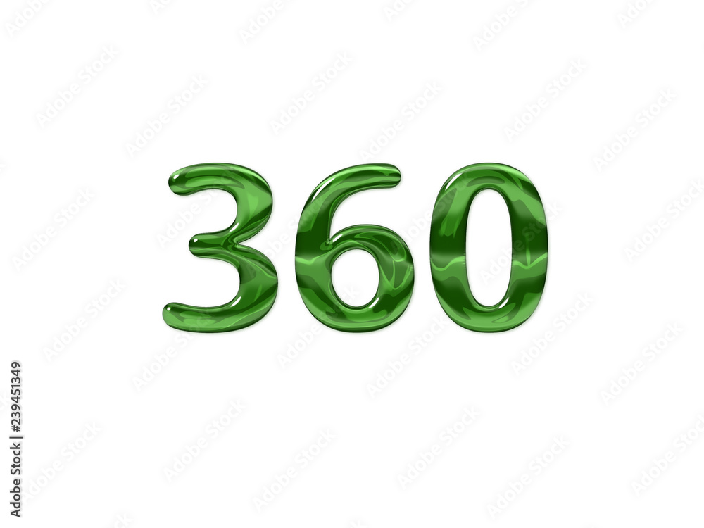 Green Number 360 isolated white background Green Number 360 isolated white background