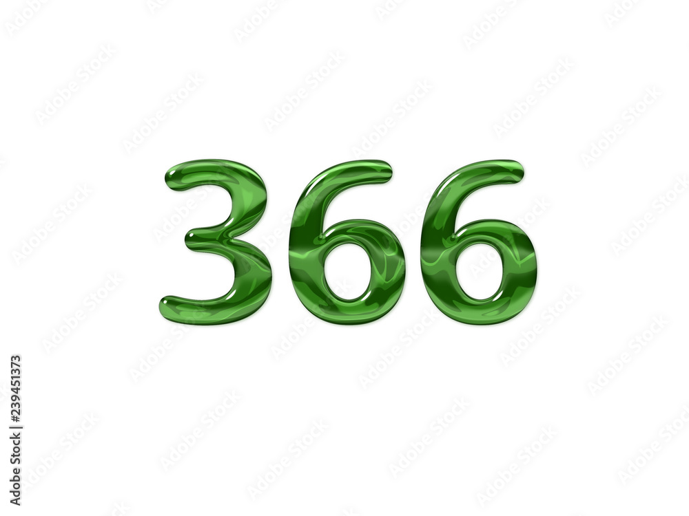 Green Number 366 isolated white background Green Number 366 isolated white background