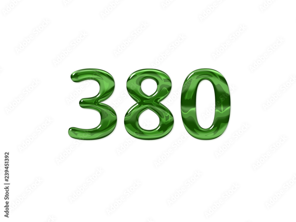 Green Number 380 isolated white background Green Number 380 isolated white background