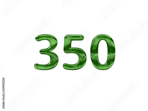 Green Number 350 isolated white background photo