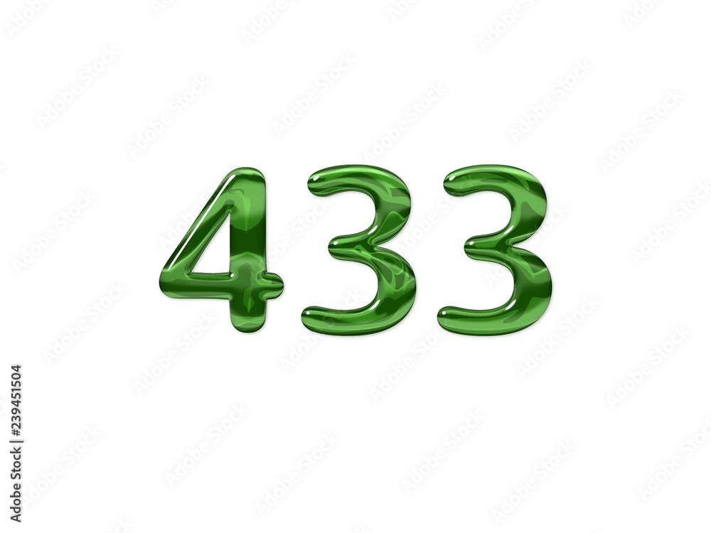Green Number 433 isolated white background Green Number 433 isolated white background