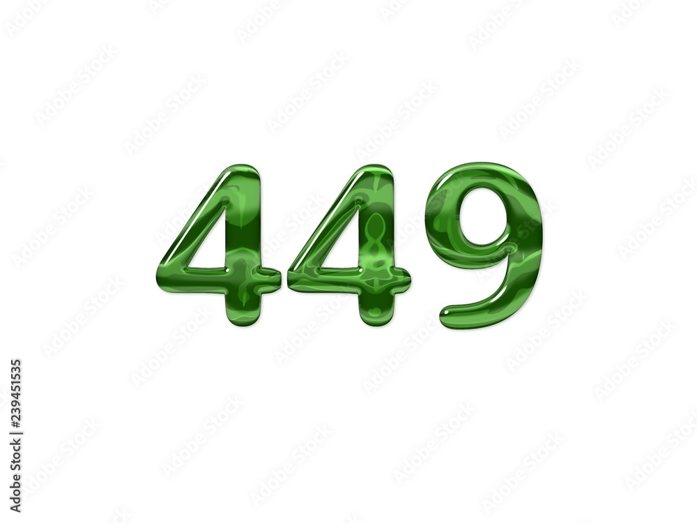 Green Number 449 isolated white background Green Number 449 isolated white background