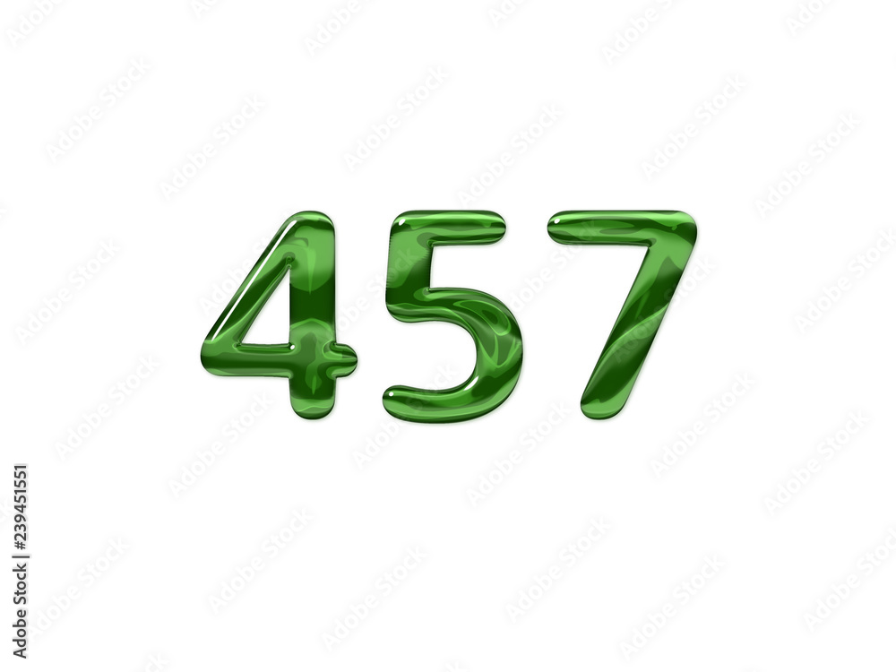 Green Number 457 isolated white background Green Number 457 isolated white background