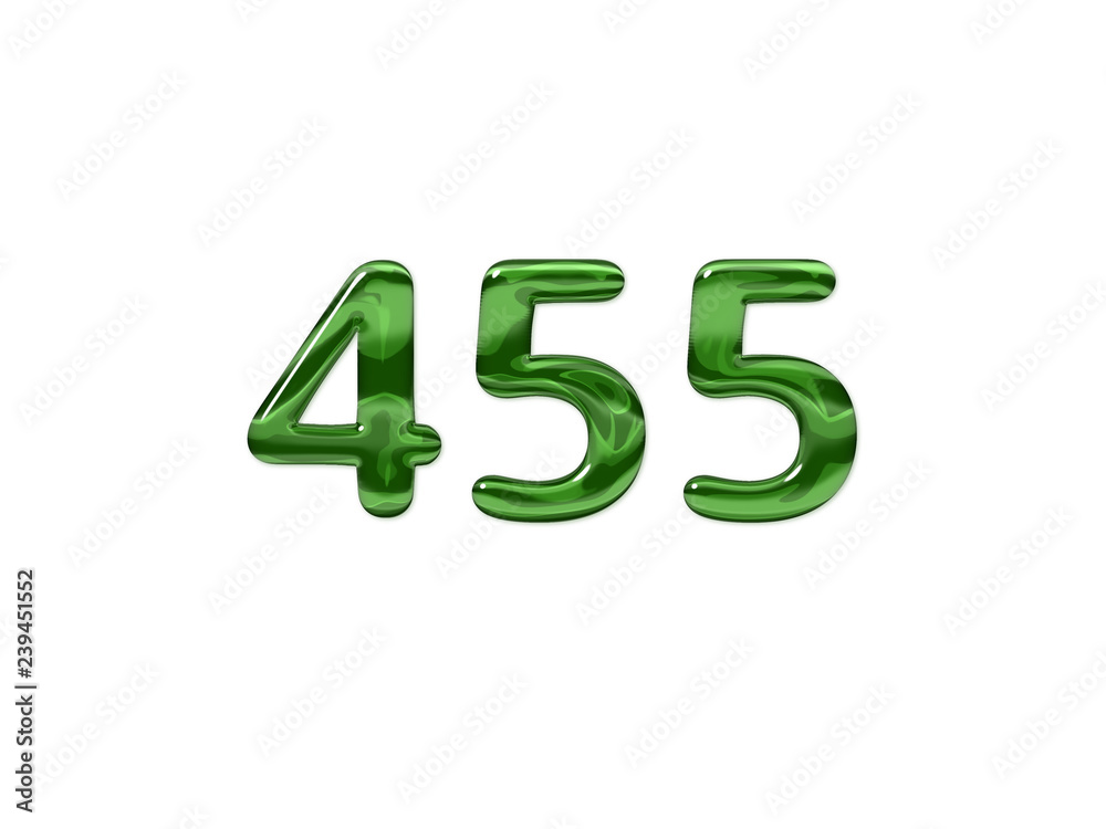 Green Number 455 isolated white background Green Number 455 isolated white background