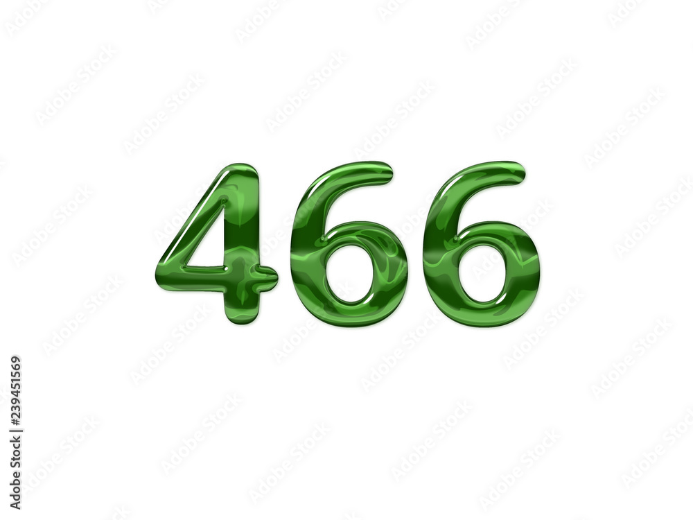 Green Number 466 isolated white background
