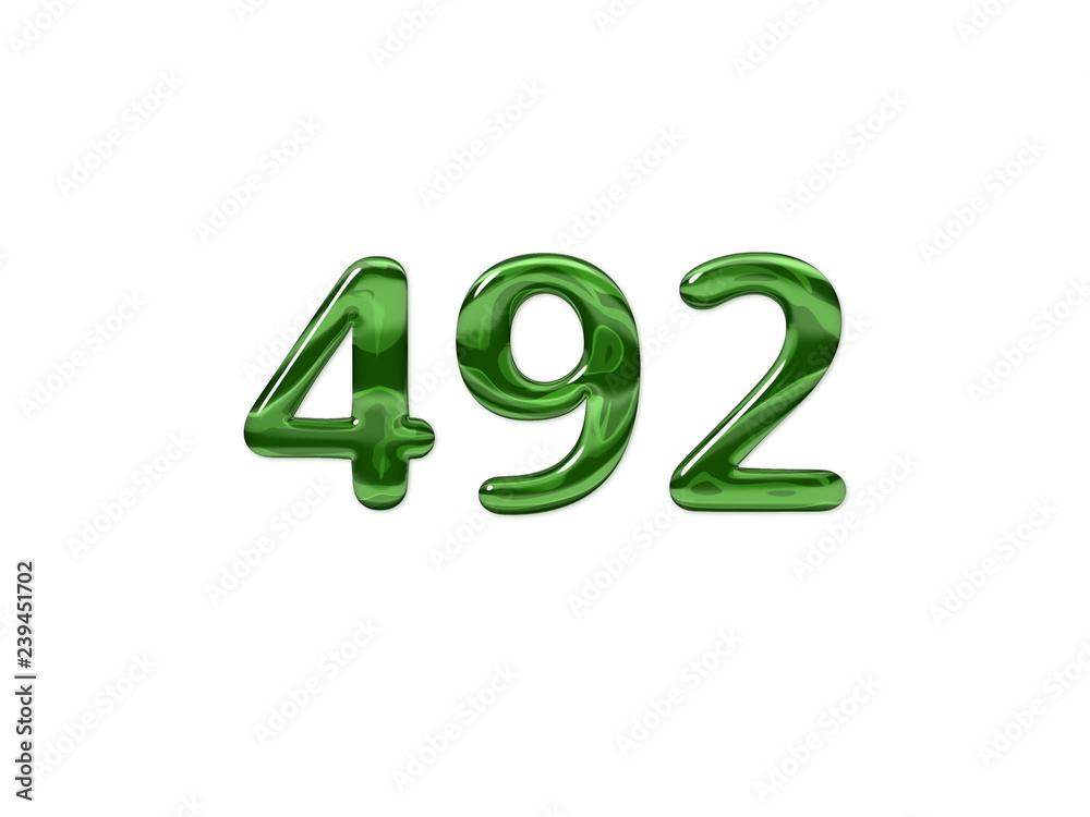Green Number 492 isolated white background Green Number 492 isolated white background