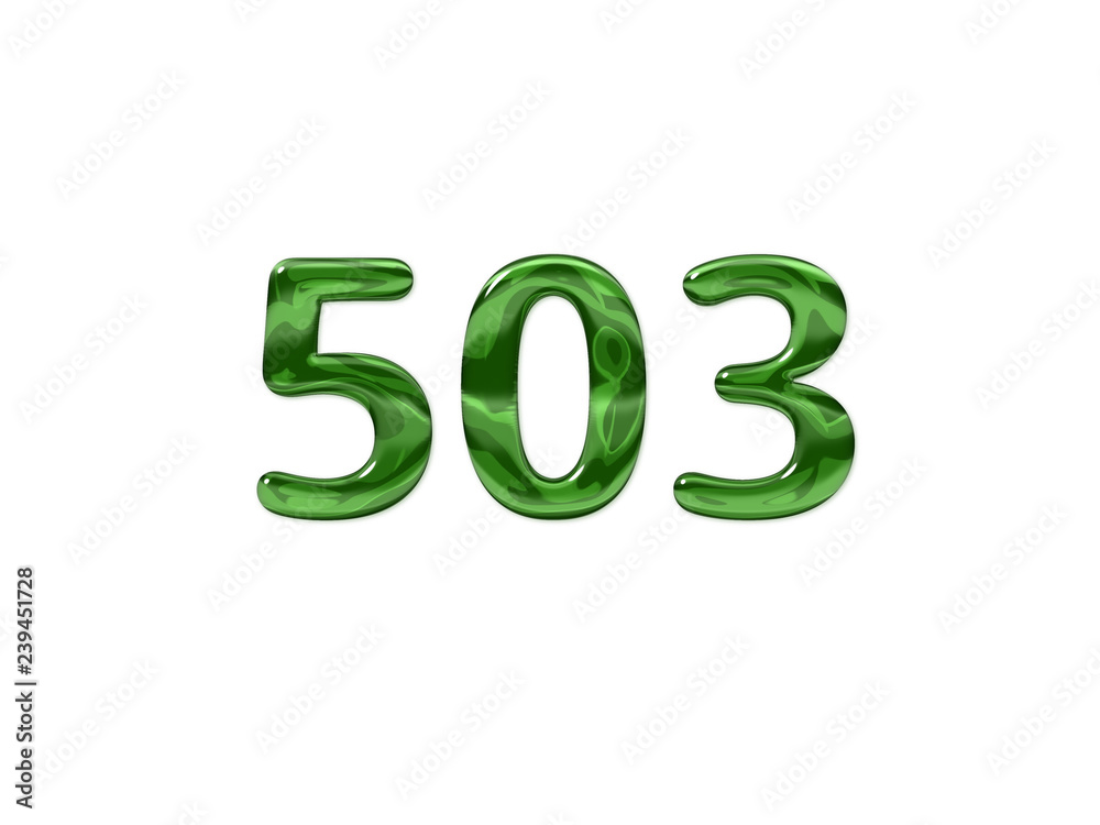 Green Number 503 isolated white background Green Number 503 isolated white background