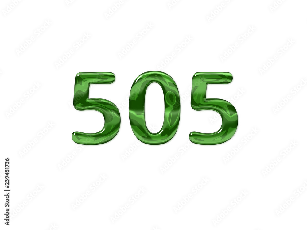 Green Number 505 isolated white background Green Number 505 isolated white background