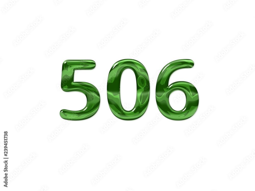 Green Number 506 isolated white background Green Number 506 isolated white background