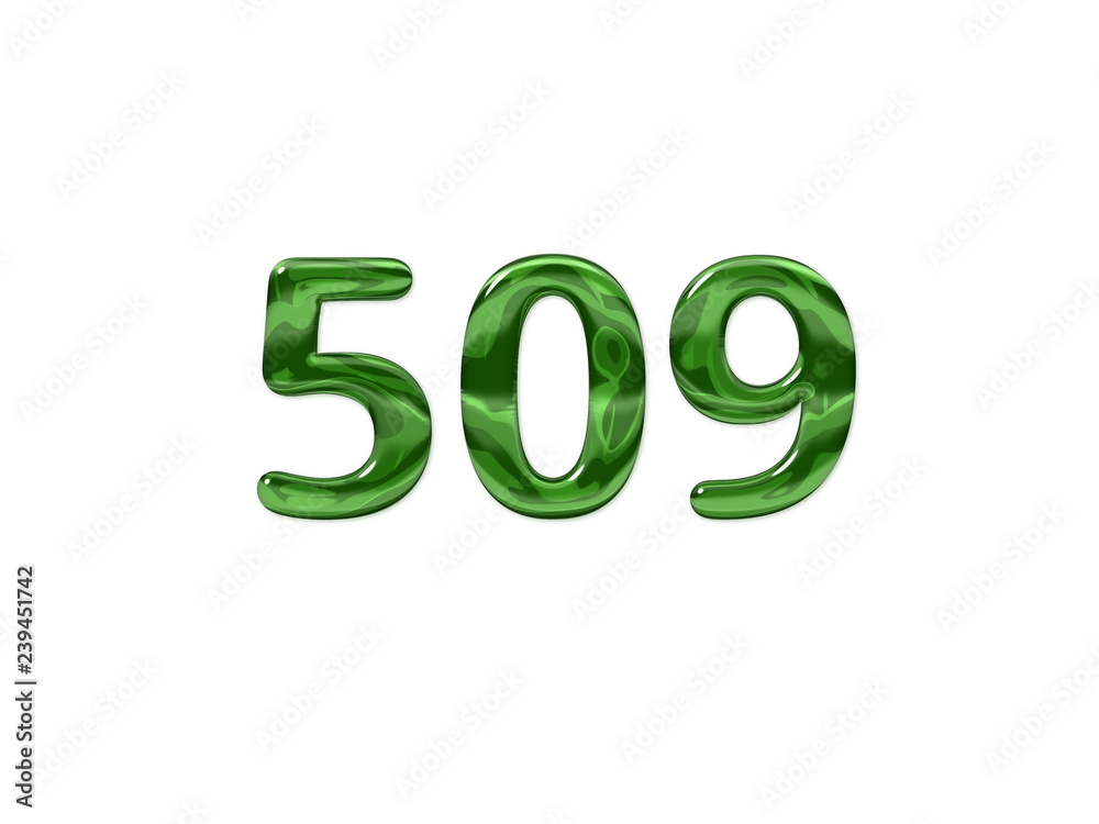 Green Number 509 isolated white background Green Number 509 isolated white background