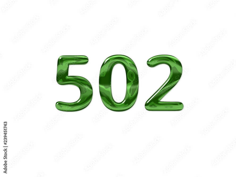 Green Number 502 isolated white background Green Number 502 isolated white background