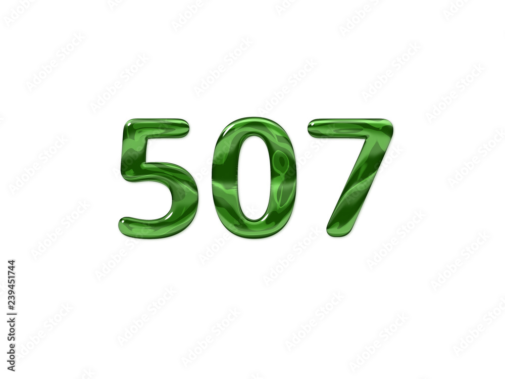 Green Number 507 isolated white background Green Number 507 isolated white background
