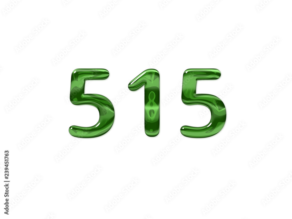 Green Number 515 isolated white background Green Number 515 isolated white background