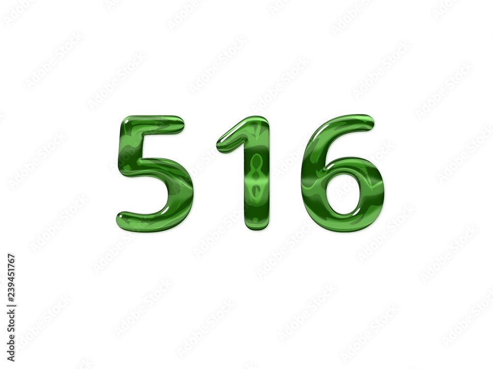 Green Number 516 isolated white background Green Number 516 isolated white background