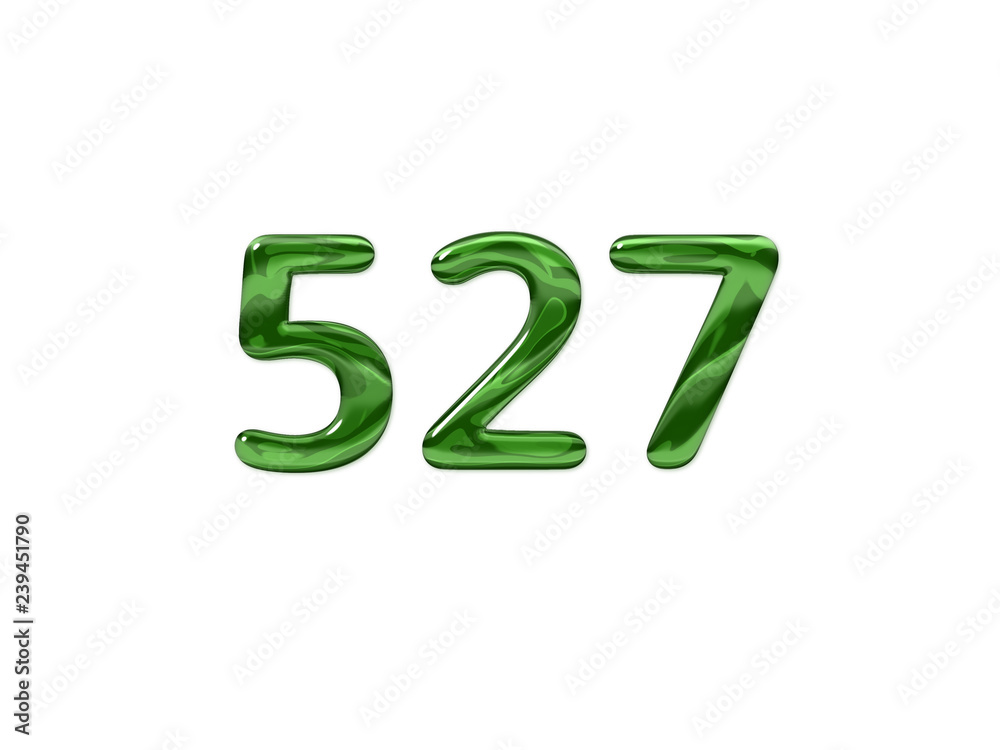 Green Number 527 isolated white background Green Number 527 isolated white background
