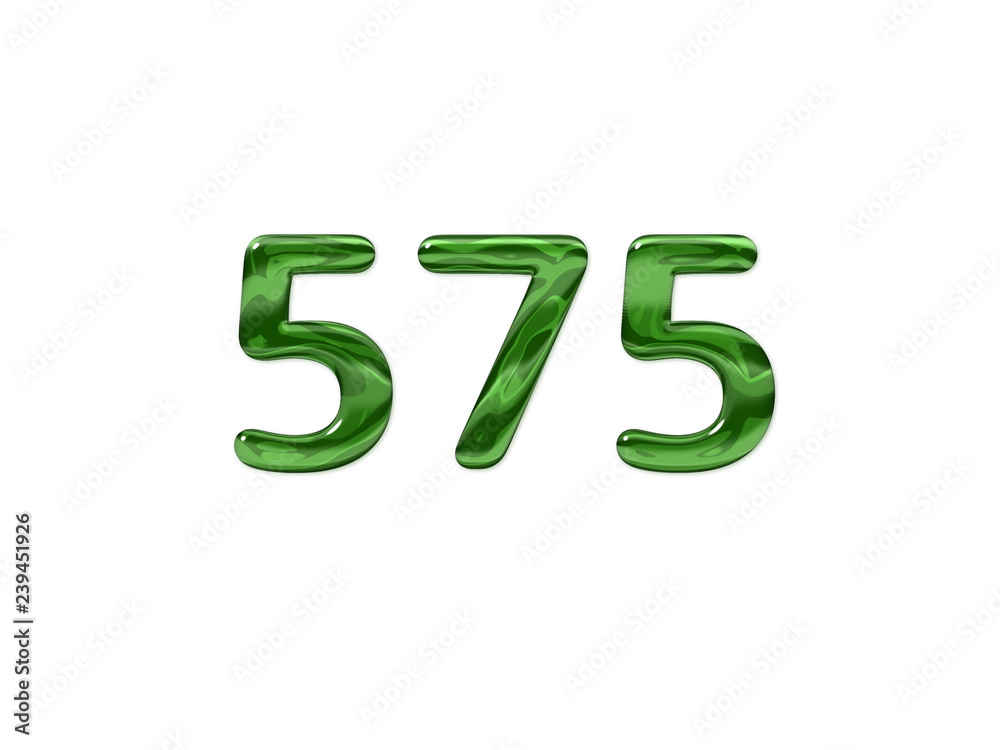 Green Number 575 isolated white background Green Number 575 isolated white background