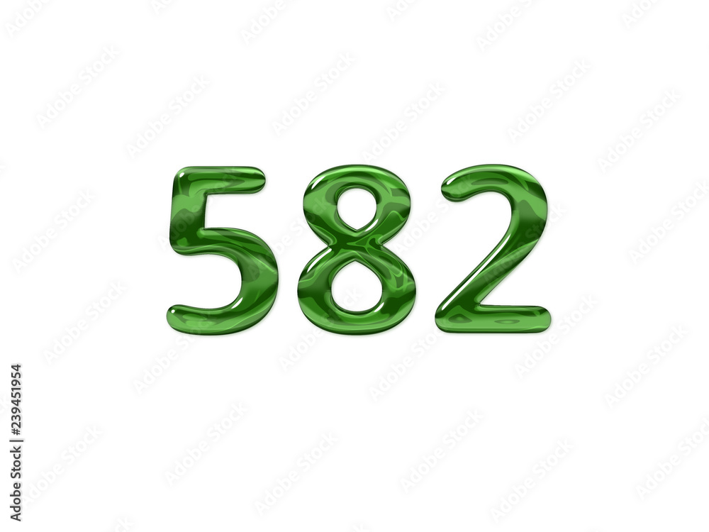 Green Number 582 isolated white background