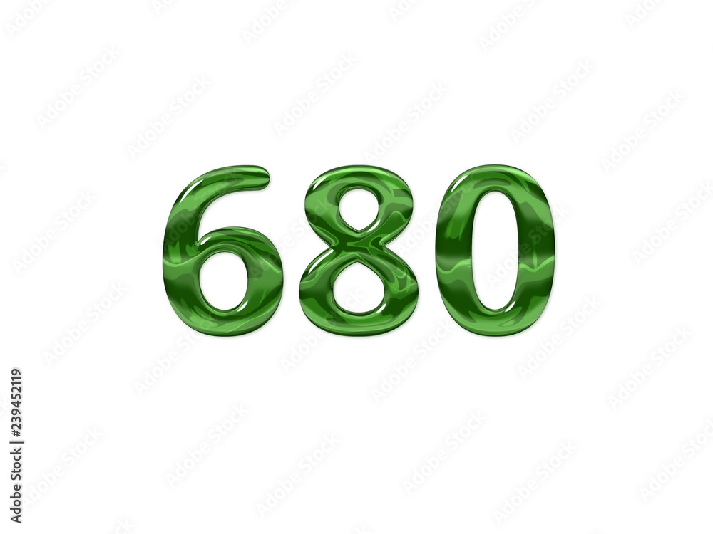 Green Number 680 isolated white background Green Number 680 isolated white background