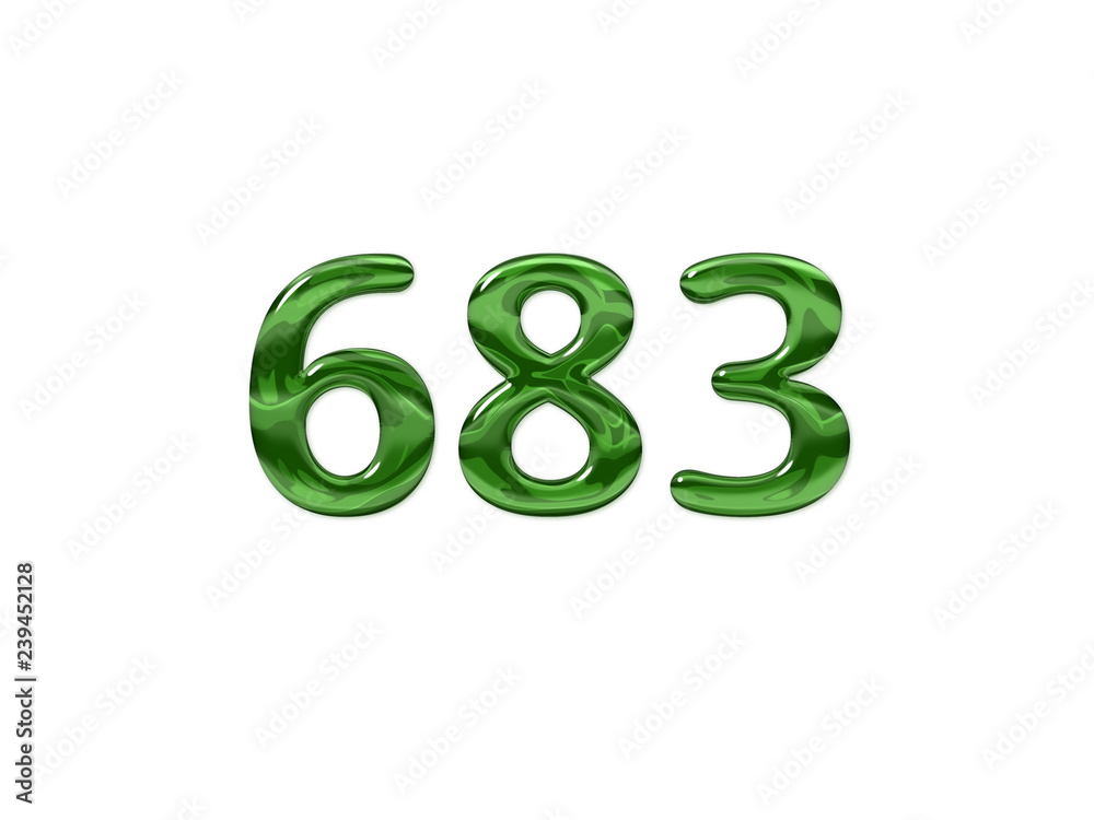 Green Number 683 isolated white background Green Number 683 isolated white background