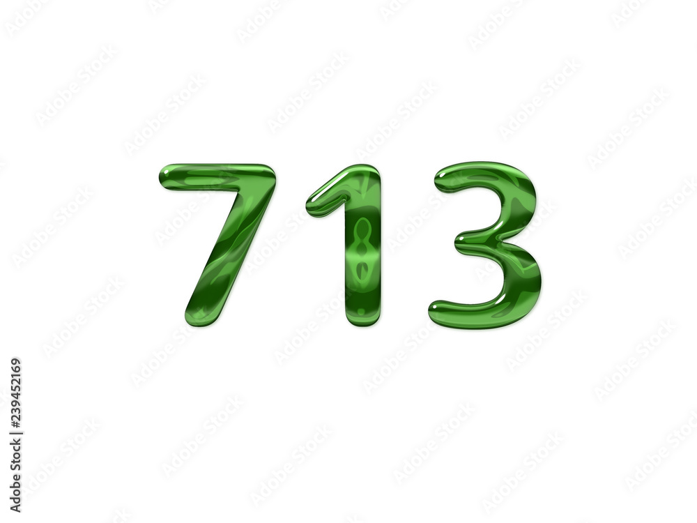 Green Number 713 isolated white background Green Number 713 isolated white background