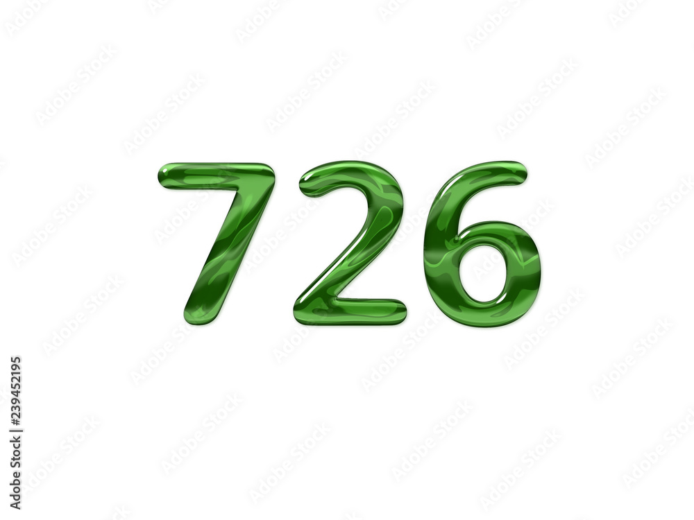 Green Number 726 isolated white background Green Number 726 isolated white background