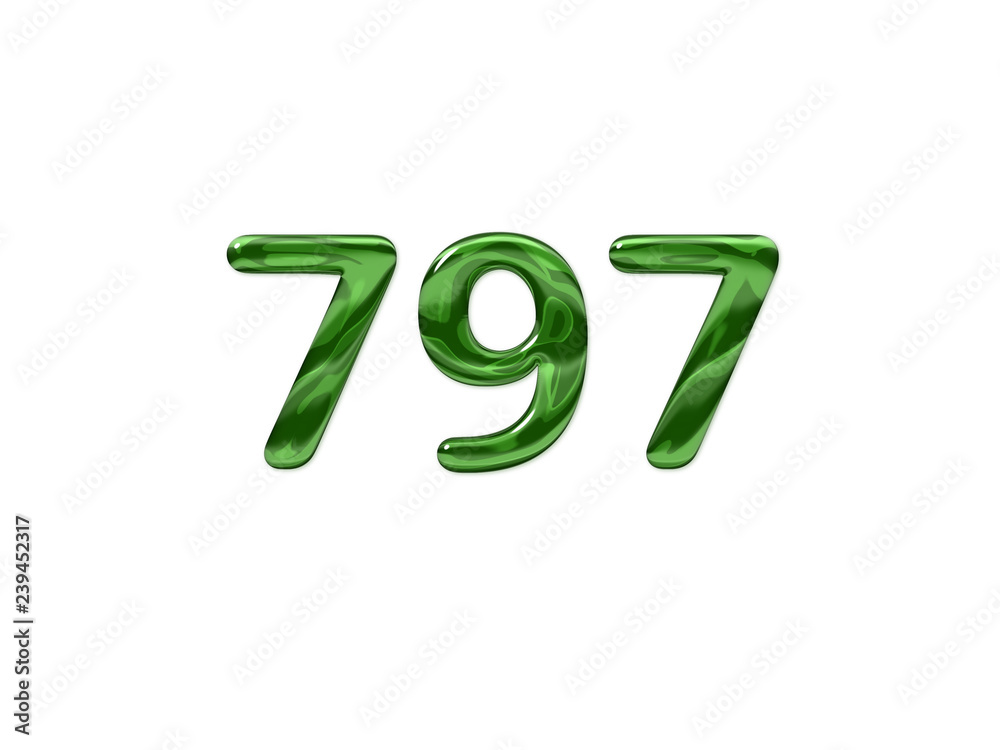 Green Number 797 isolated white background Green Number 797 isolated white background