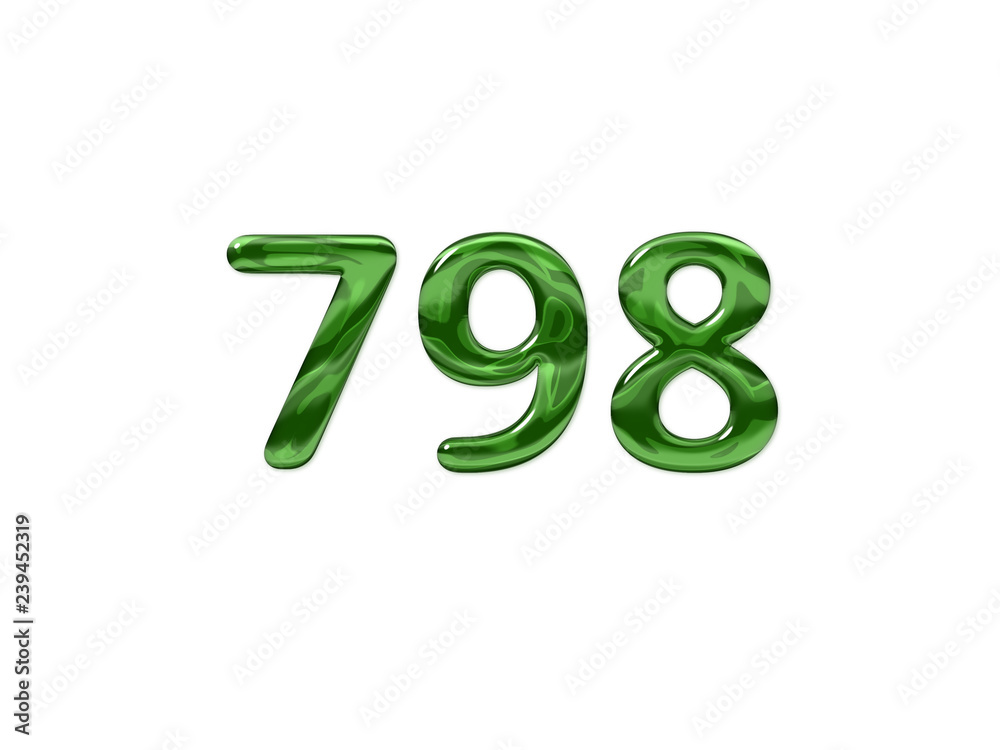 Green Number 798 isolated white background