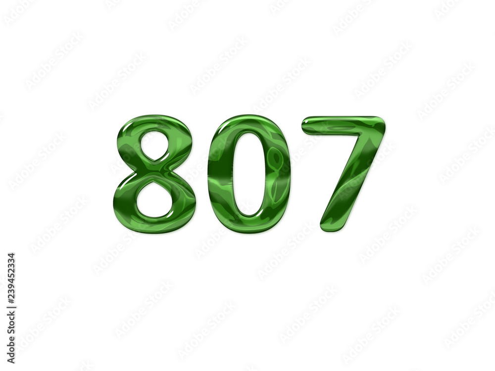 Green Number 807 isolated white background Green Number 807 isolated white background
