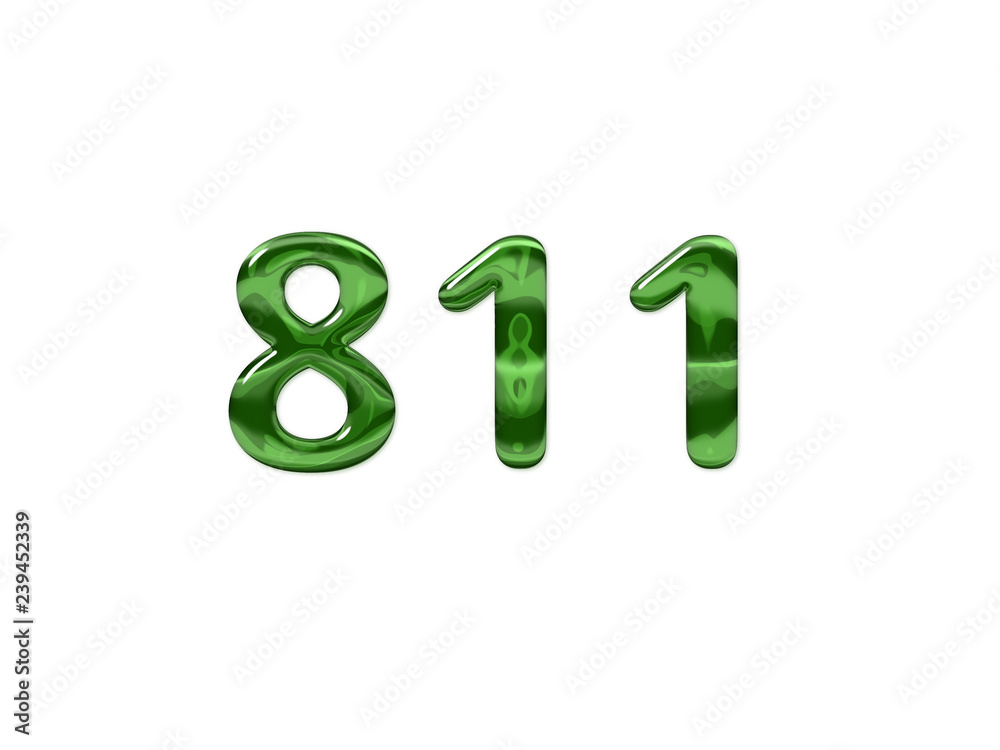 Green Number 811 isolated white background Green Number 811 isolated white background