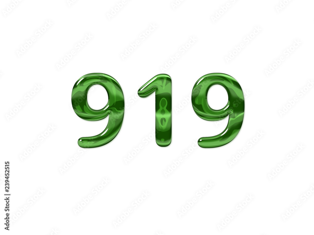 Green Number 919 isolated white background