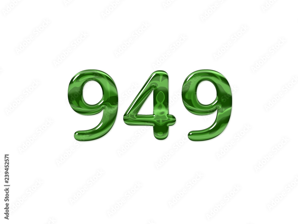 Green Number 949 isolated white background Green Number 949 isolated white background