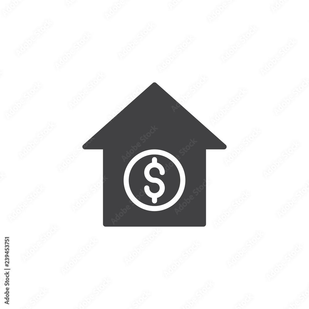 House with dollar vector icon. filled flat sign for mobile concept and web design. Home and money simple solid icon. Symbol, logo illustration. Pixel perfect vector graphics House with dollar vector icon. filled flat sign for mobile concept and web design. Home and money simple solid icon. Symbol, logo illustration. Pixel perfect vector graphics