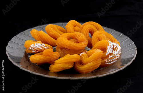 Paneer Jalebi, also Know as Chhena Jalebi, Chhena Jilapi or Zulbia is a Indian Sweet Food photo