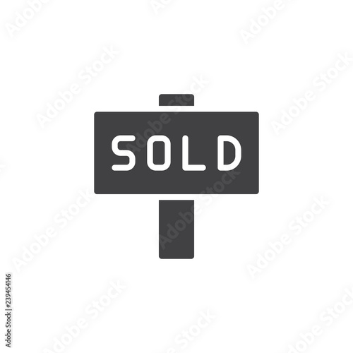 Sold home vector icon. filled flat sign for mobile concept and web design. Property house selling simple solid icon. Symbol, logo illustration. Pixel perfect vector graphics
