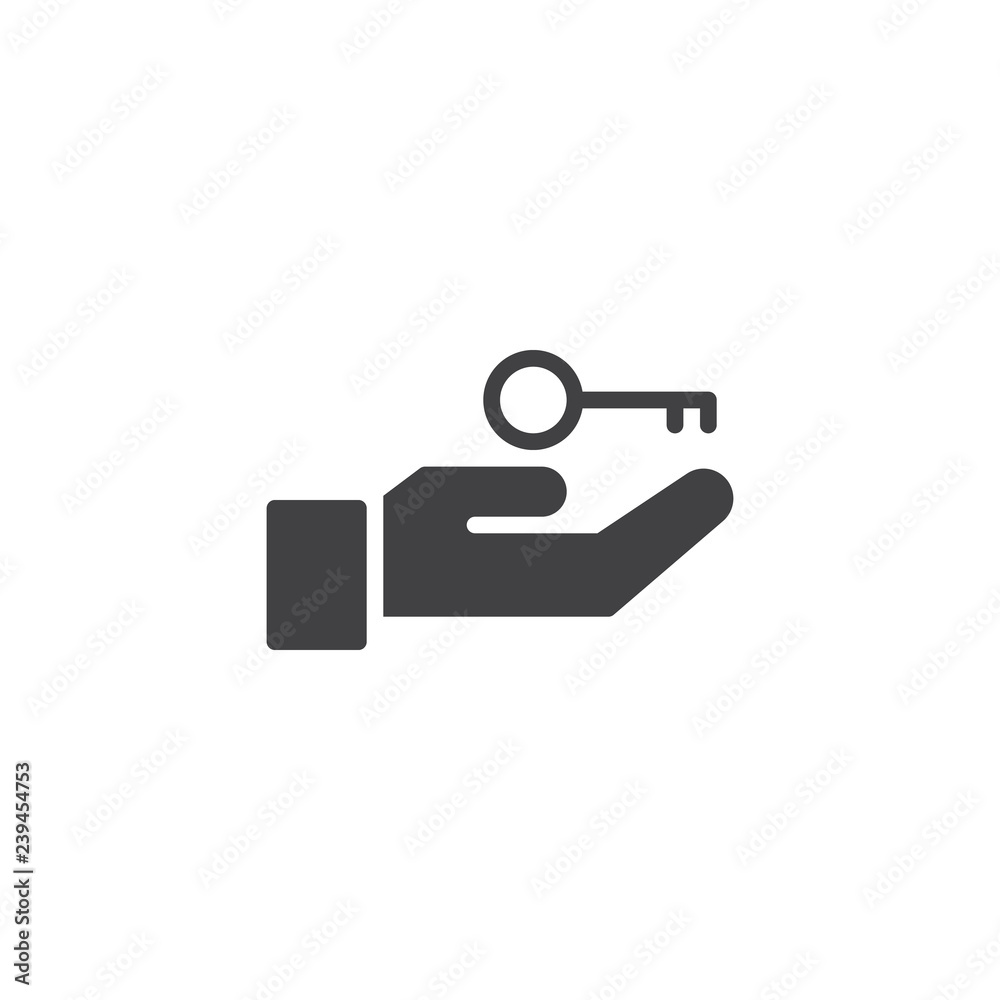 Hand and key vector icon. filled flat sign for mobile concept and web design. Rent house simple solid icon. Symbol, logo illustration. Pixel perfect vector graphics Hand and key vector icon. filled flat sign for mobile concept and web design. Rent house simple solid icon. Symbol, logo illustration. Pixel perfect vector graphics