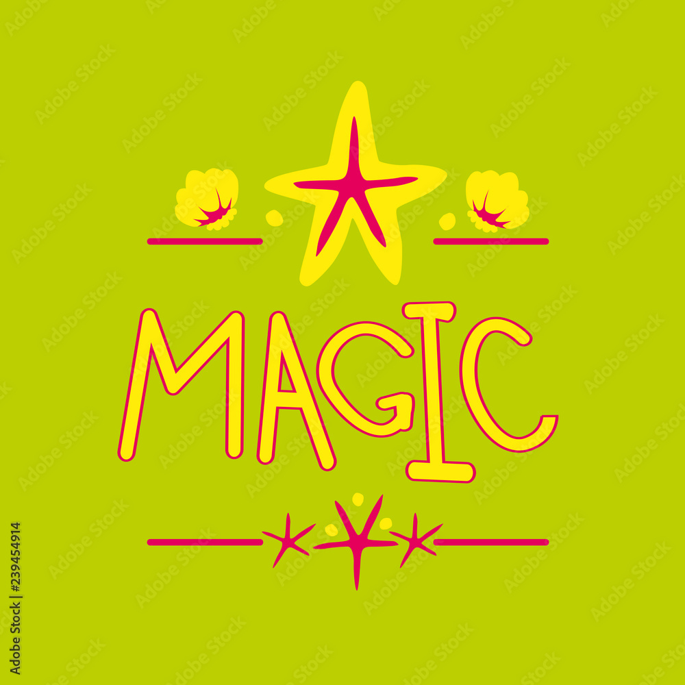 Word Magic, seashells and stars.Vector illustration Word Magic, seashells and stars.Vector illustration