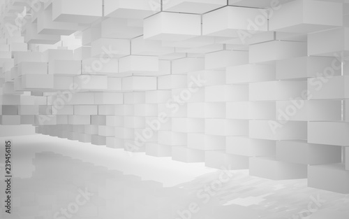 Abstract white interior of the future. 3D illustration and rendering